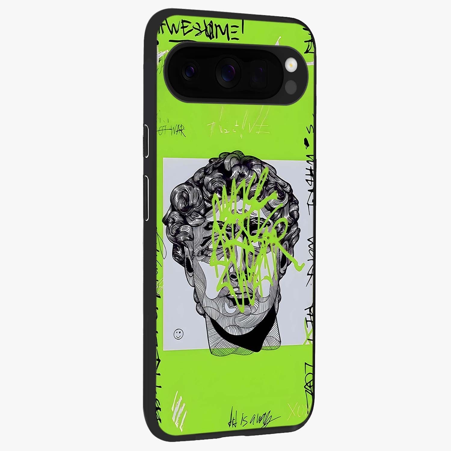 Neo Graffiti Rebellion Glass Case upright view showcasing colorful graffiti artwork with bold modern street style.
