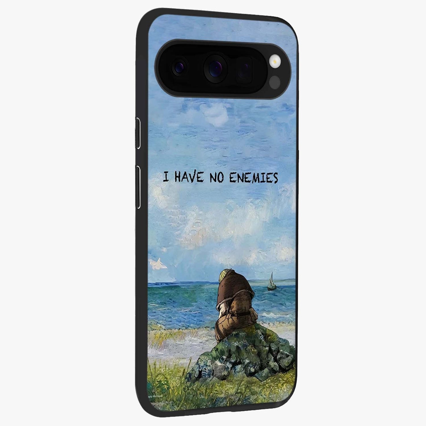 Peace Beyond War Glass Case upright view showcasing powerful peace symbol artwork with inspirational theme.