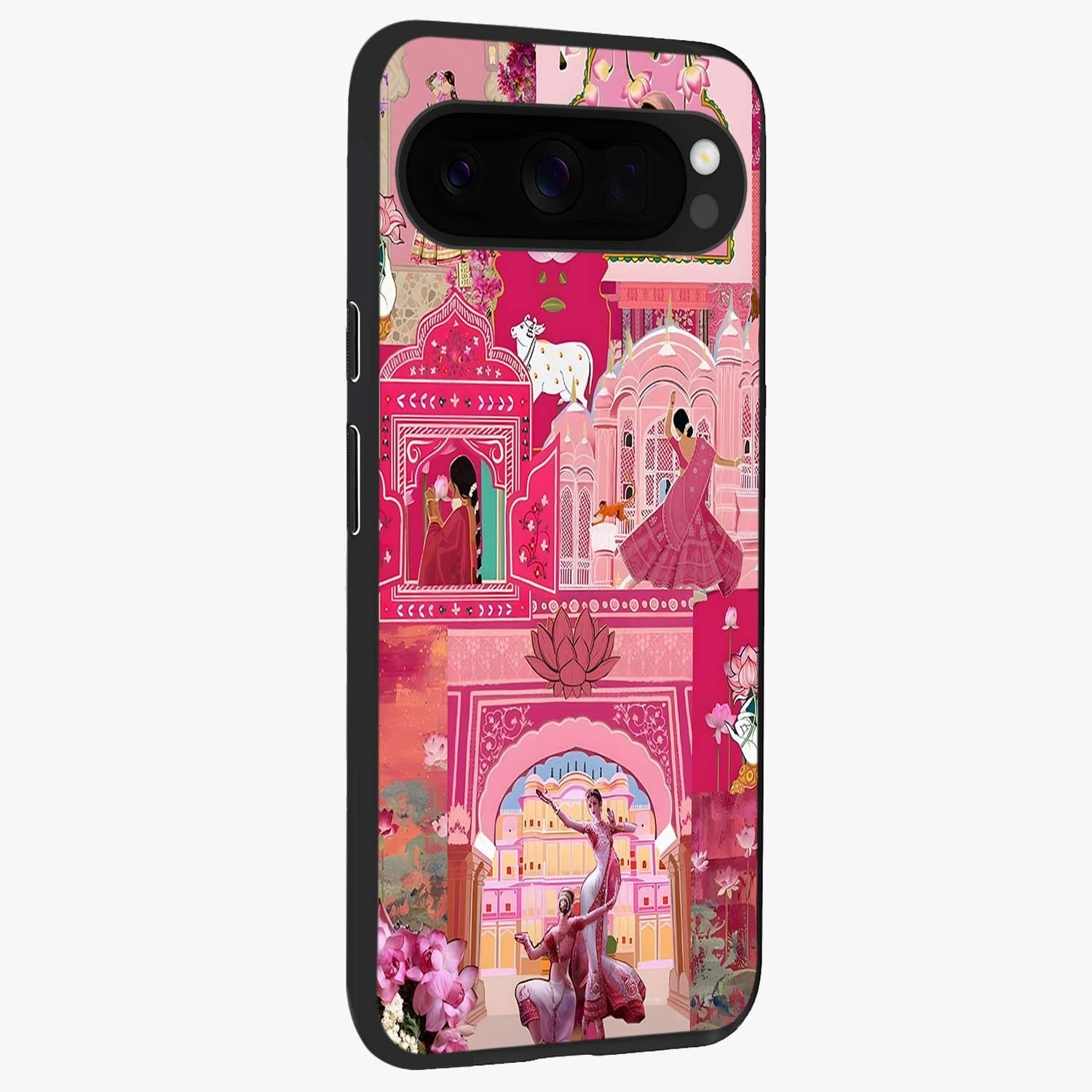 Pink Palace Muse Glass Case upright view showcasing artistic palace artwork with graceful royal theme.