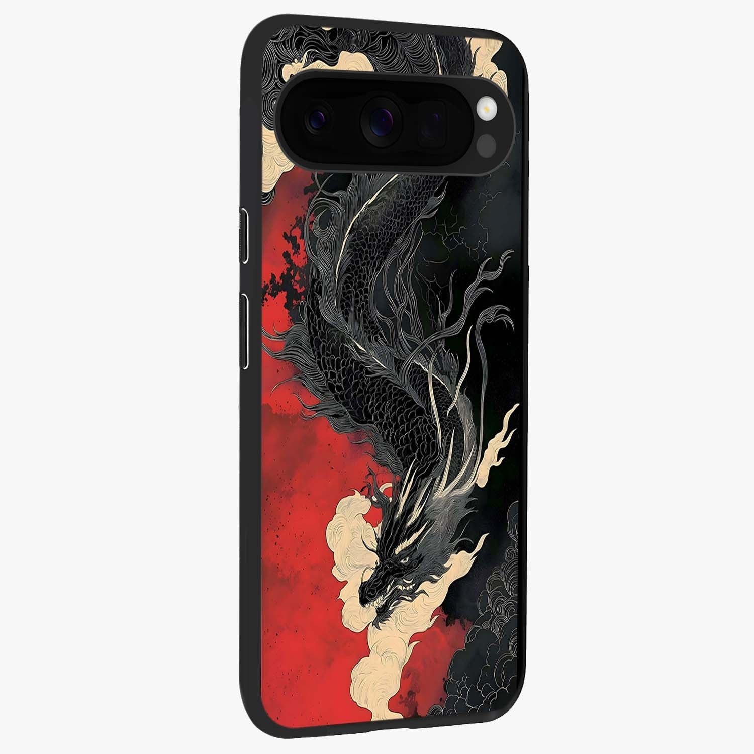 Shadow Dragon Fury Glass Case upright view showcasing intense dragon artwork with dramatic shadow theme.