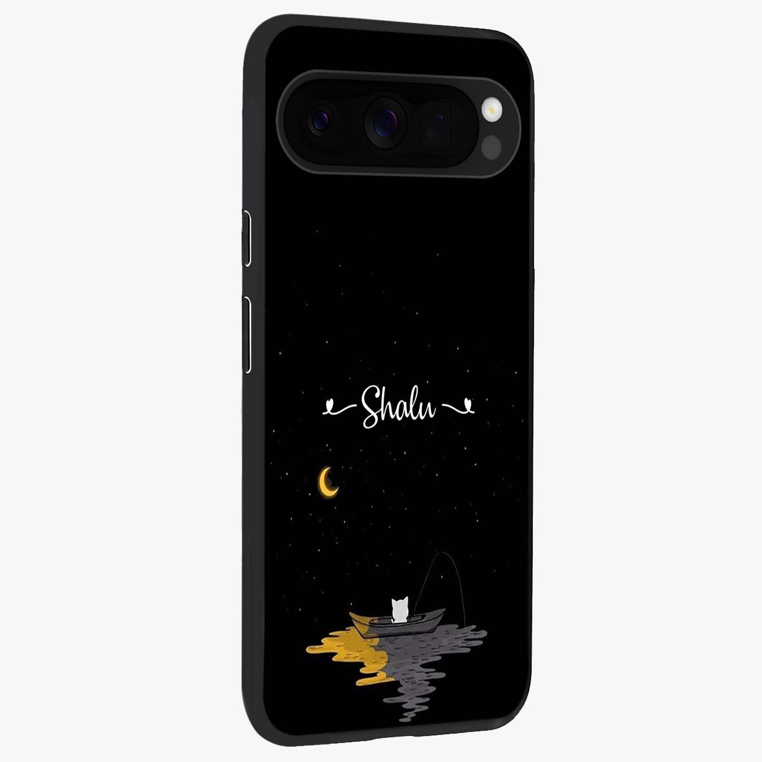 Silent Night Row Glass Case upright view showcasing tranquil night artwork with serene landscape theme.