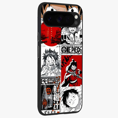 Strawhat Chaos Panels Glass Case upright view showcasing energetic anime artwork with bold adventure theme.