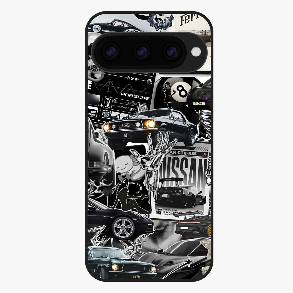 Aesthetic Dark Love Glass Case showing flat back view with dark romantic artwork and glossy glass finish.