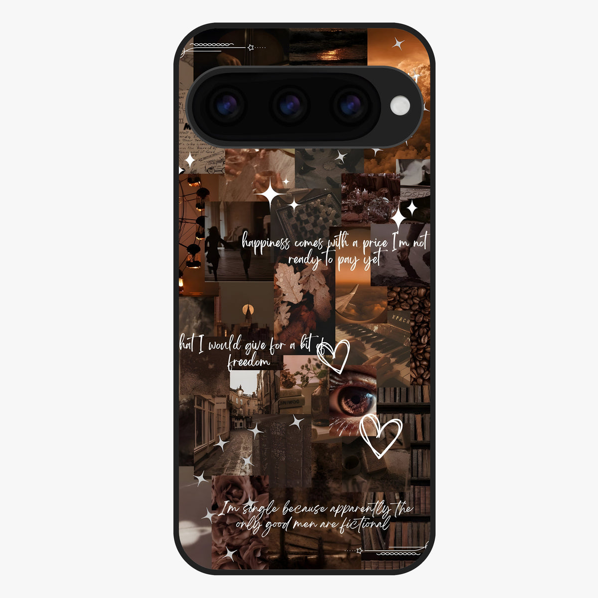 Bittersweet Aesthetic Chaos Glass Case showing flat back view with artistic chaotic aesthetic design and glossy glass finish.