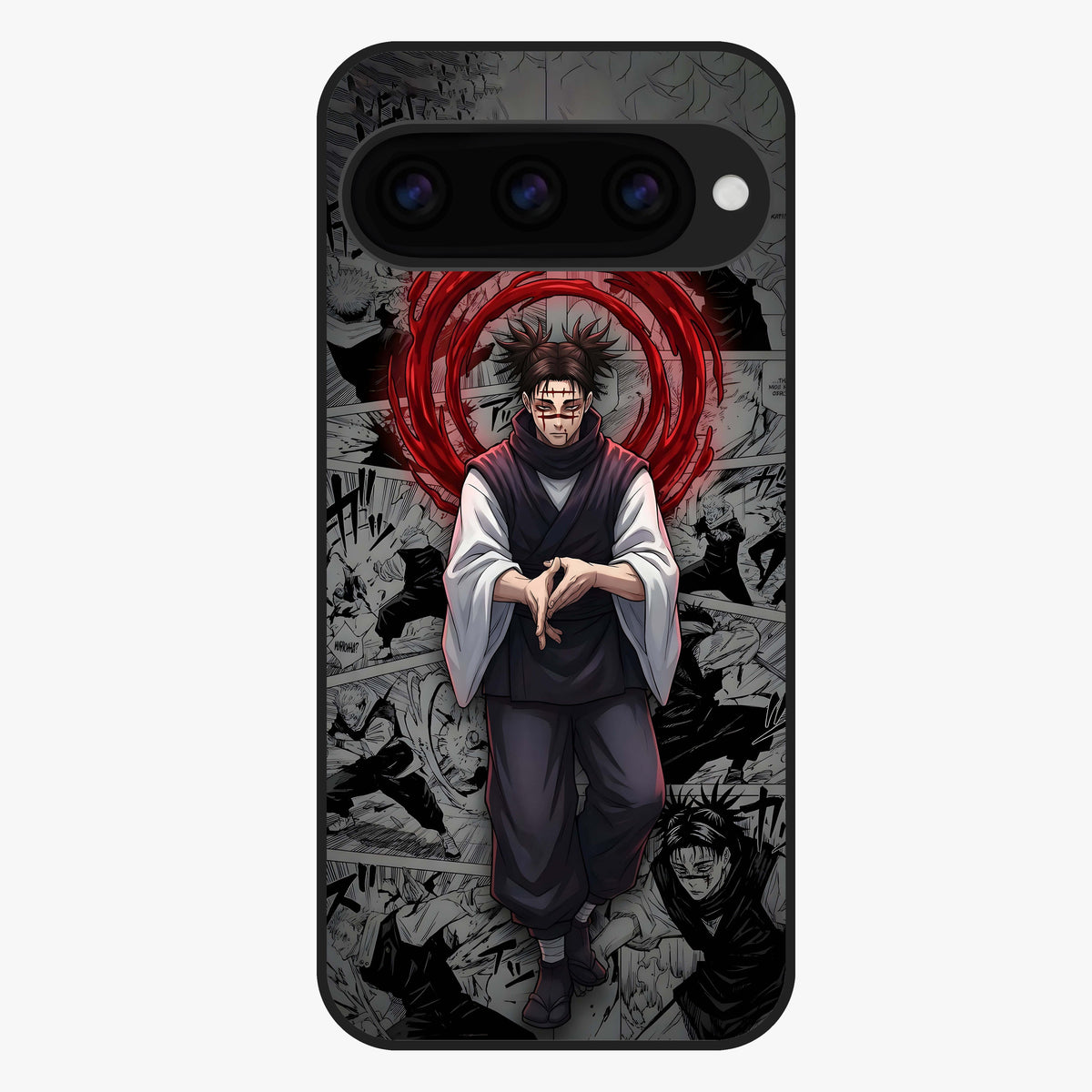 Cursed Ritual Ascension Glass Case showing flat back view with dark ritual themed artwork and glossy glass finish.