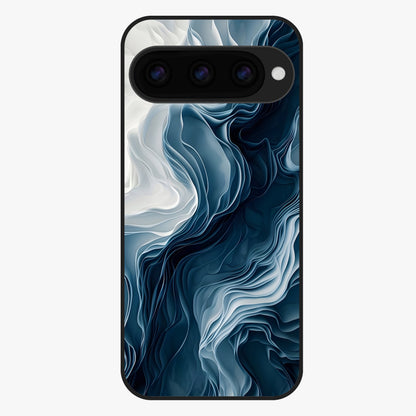 Ethereal Paper Marble Glass Case showing flat back view with soft marble paper texture artwork and glossy glass finish.