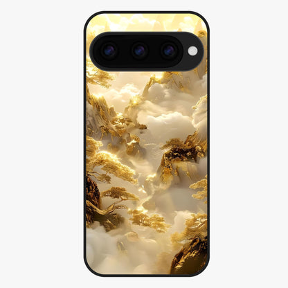 Gates Of Illumination Glass Case showing flat back view with mystical illuminated gate artwork and glossy glass finish.