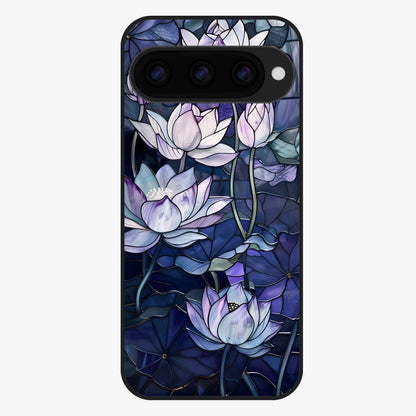 Gloss Petal Rush Glass Case showing flat back view with glossy flower petal artwork and smooth glass finish.