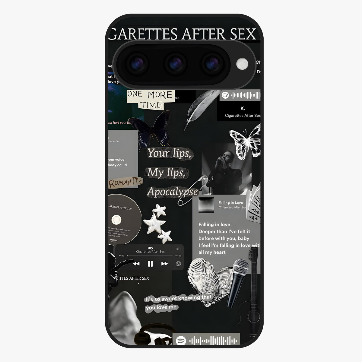 Midnight Love Echo Glass Case showing flat back view with romantic midnight themed artwork and glossy glass finish.
