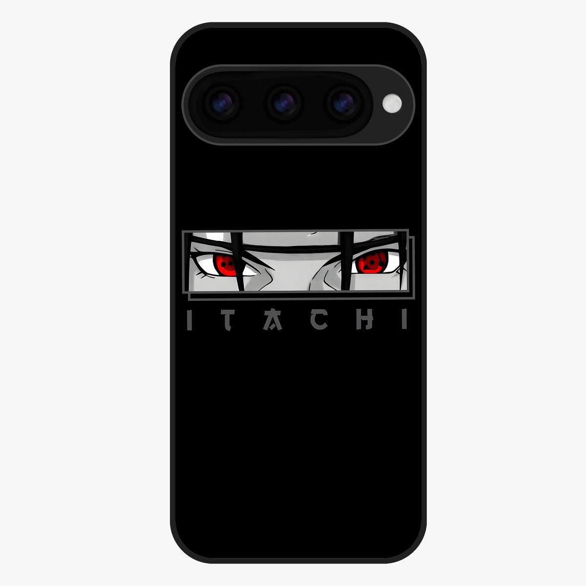 Scarlet Gaze Dominance Glass Case showing flat back view with striking red themed artwork and glossy glass finish.