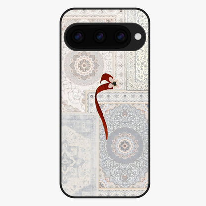 White Aesthetic Bow Glass Case showing flat back view with minimal bow artwork and glossy glass finish.