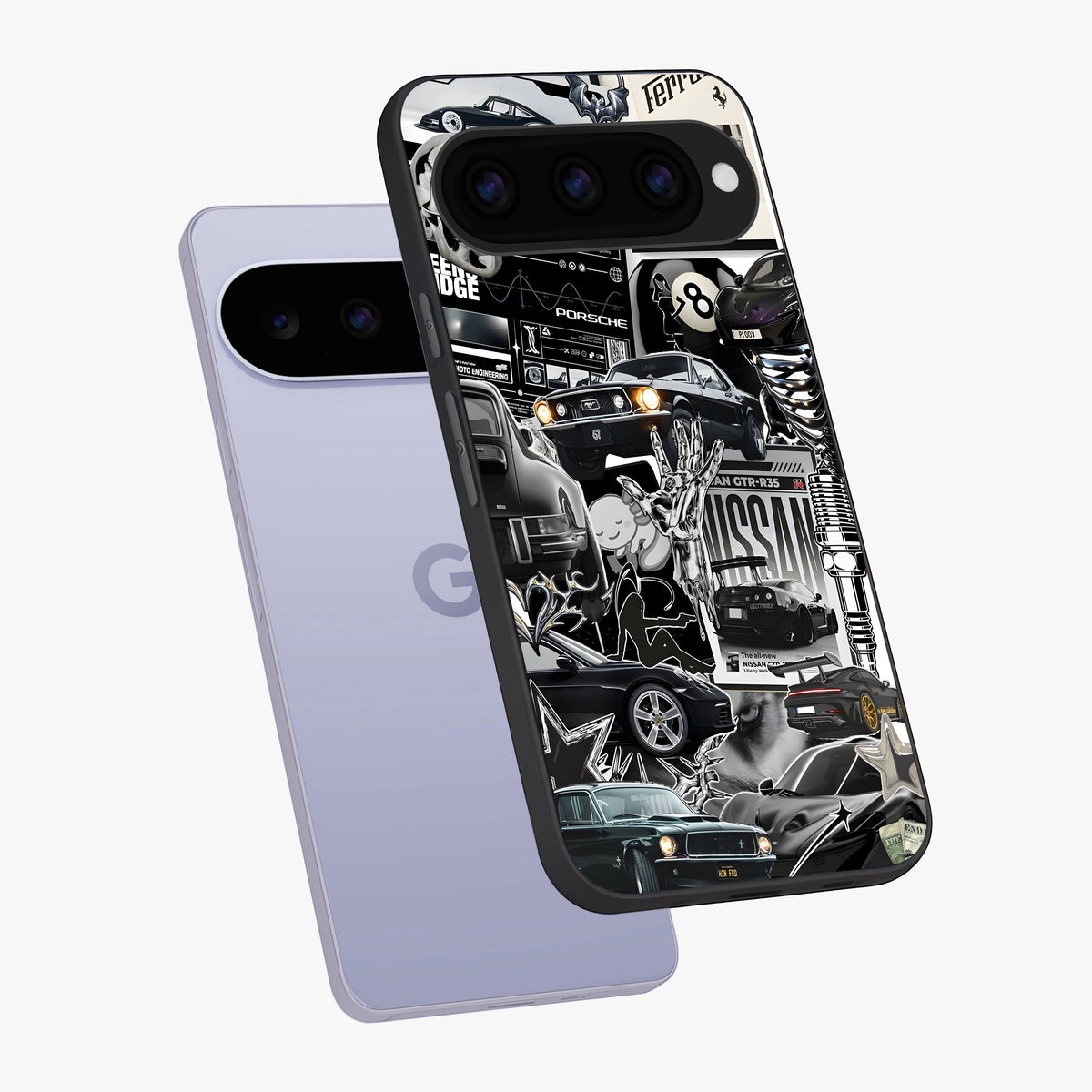 Aesthetic Dark Love Glass Case displayed in angled mockup highlighting moody aesthetic design and bold love theme.
