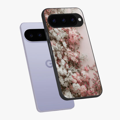 Blush Blossom Cloud Glass Case displayed in angled mockup highlighting soft cloud and blossom design with pastel aesthetic.