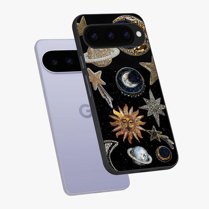 Celestial Gem Constellations Glass Case displayed in angled mockup highlighting gemstone inspired constellation design.