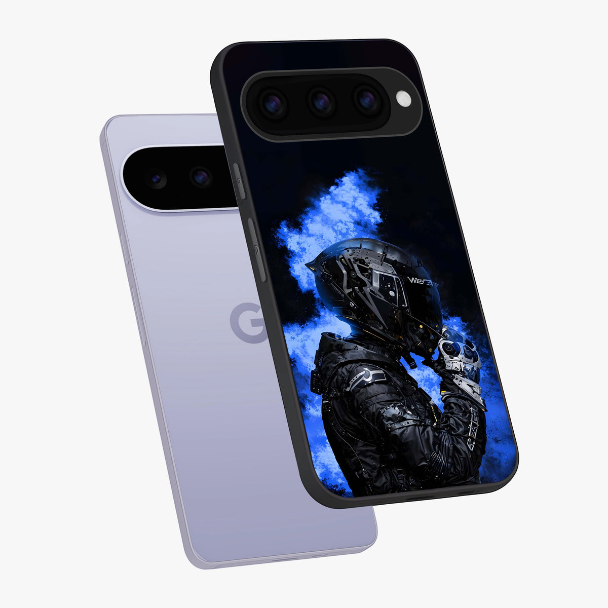 Cyber Sentinel Protocol Glass Case displayed in angled mockup highlighting digital cyber design with sci-fi aesthetic style.