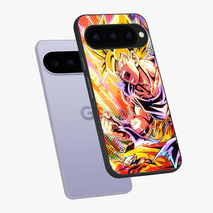 Firing Goku Glass Case displayed in angled mockup highlighting dynamic anime character design with action aesthetic.