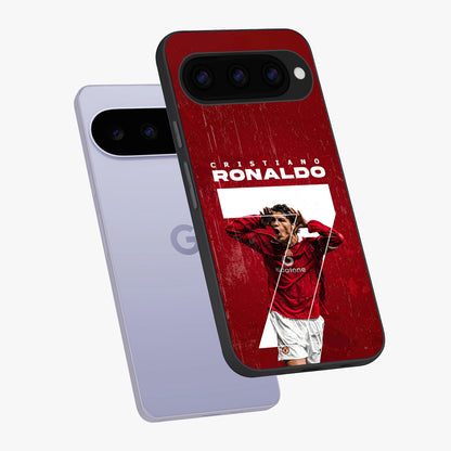 Goal Celebration Legacy Glass Case displayed in angled mockup highlighting energetic sports celebration design with bold athletic theme.
