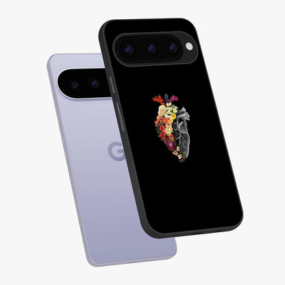 Heart With Flowers Glass Case displayed in angled mockup highlighting romantic flower design with soft aesthetic style.