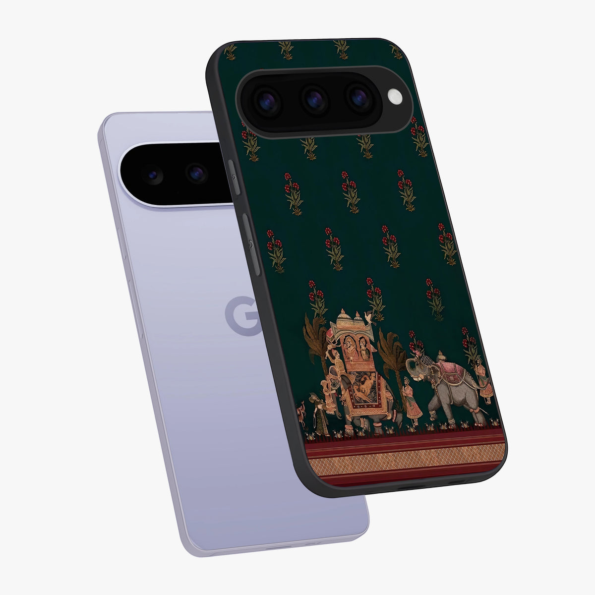 Macmerise Glass Case displayed in angled mockup highlighting trendy graphic design with sleek aesthetic style.