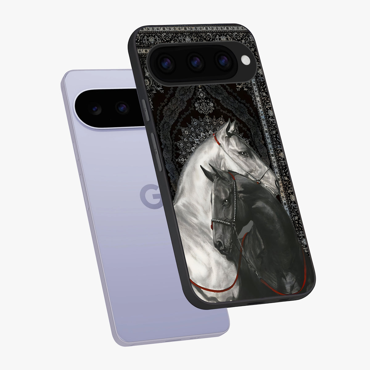 Majestic Ride Legacy Glass Case displayed in angled mockup highlighting sleek vehicle design with bold racing aesthetic.