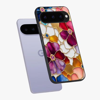Marble Flower Pattern Glass Case displayed in angled mockup highlighting elegant marble floral design with modern aesthetic.