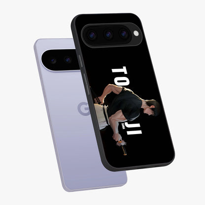 Midnight Blade Resolve Glass Case displayed in angled mockup highlighting powerful blade illustration with dramatic dark aesthetic.