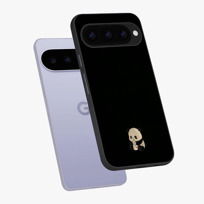 Midnight Panda Love Glass Case displayed in angled mockup highlighting adorable panda illustration with midnight aesthetic.