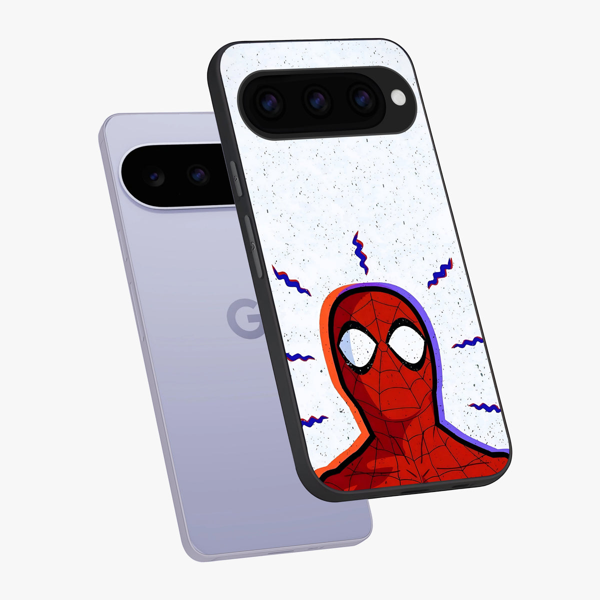 Omg Spiderman Glass Case displayed in angled mockup highlighting dynamic hero illustration with action comic aesthetic.