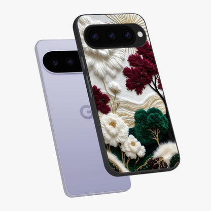 Radiant Bloom Elegance Glass Case displayed in angled mockup highlighting graceful floral design with radiant aesthetic style.