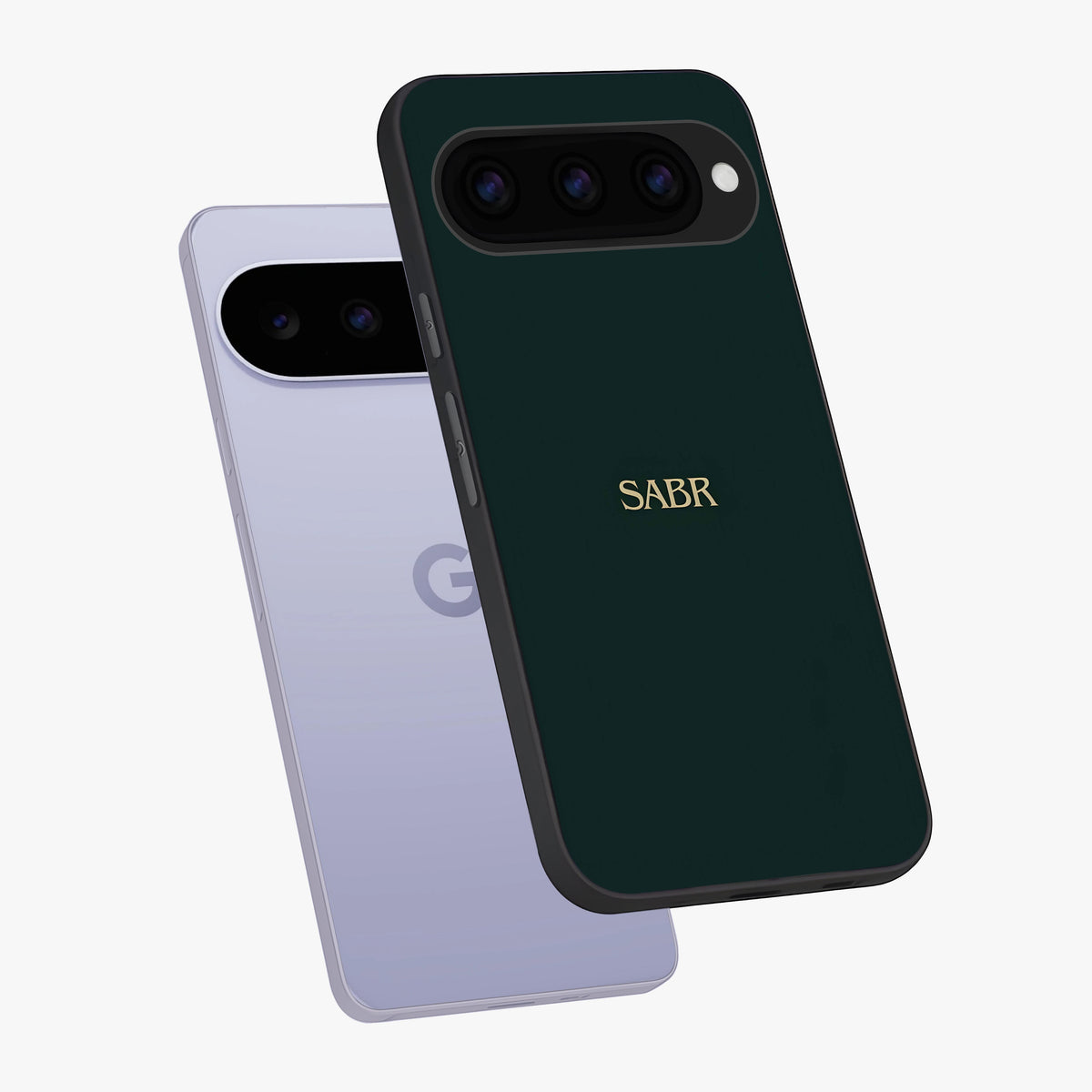 Sabr Minimal Patience Glass Case displayed in angled mockup highlighting simple inspirational design with clean aesthetic style.
