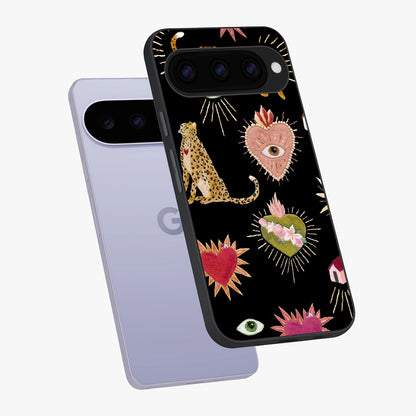 Sacred Jungle Heart Glass Case displayed in angled mockup highlighting lush tropical design with natural aesthetic style.