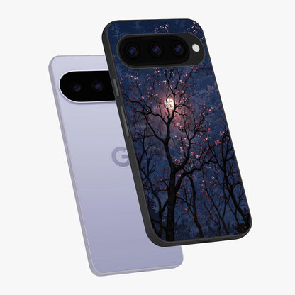Twilight Sakura Serenade Glass Case displayed in angled mockup highlighting delicate sakura flower design with dreamy aesthetic.