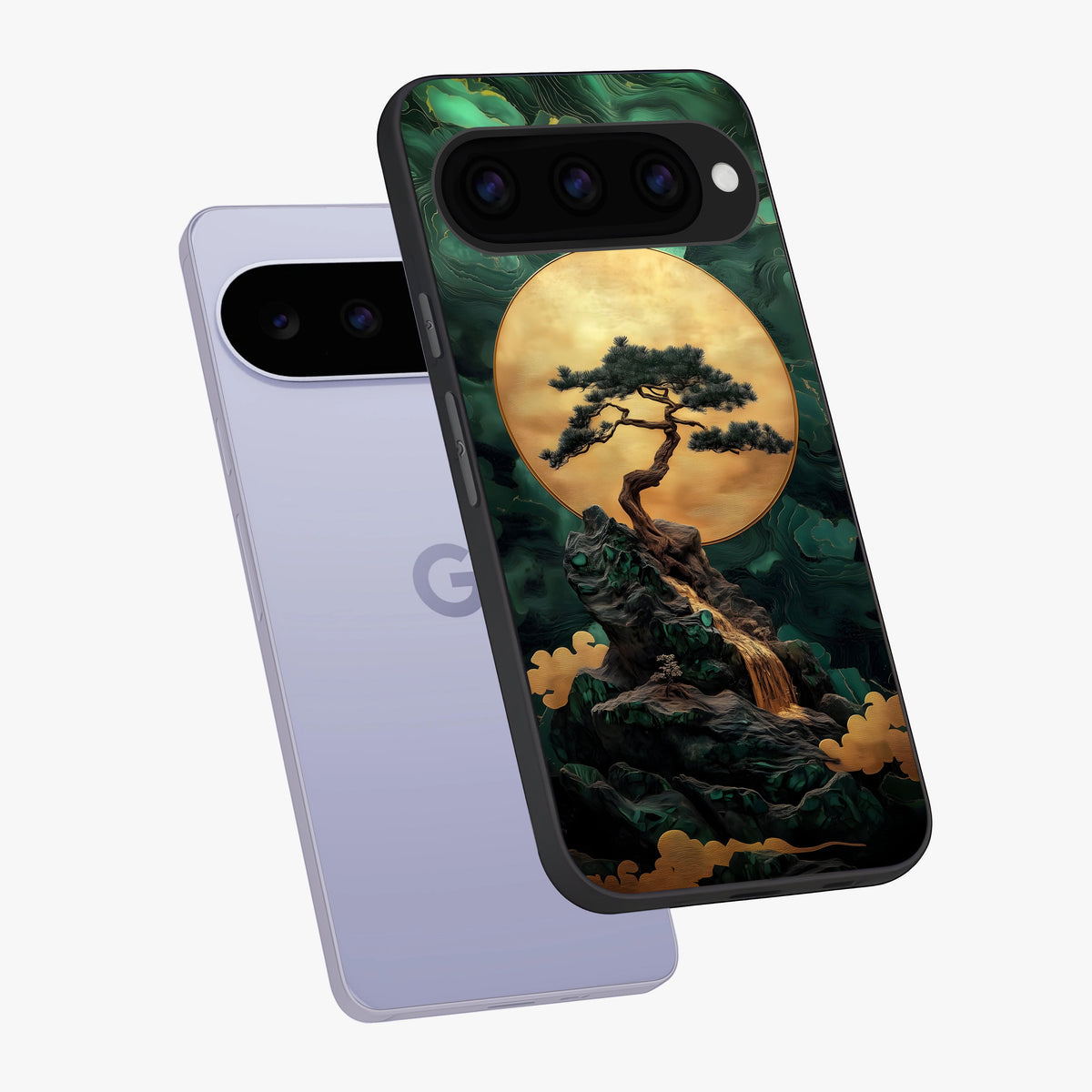 Zen Moon Rise Glass Case displayed in angled mockup highlighting peaceful lunar design with zen aesthetic style.