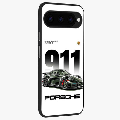 911 Turbo Dominance Glass Case upright perspective showcasing powerful racing design and modern automotive aesthetic.