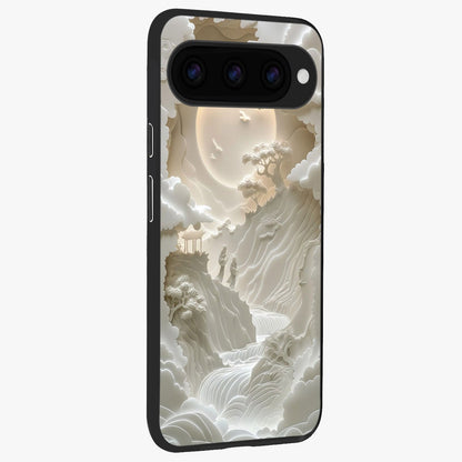 Celestial Origami Glass Case upright view showcasing creative origami artwork with modern celestial style.