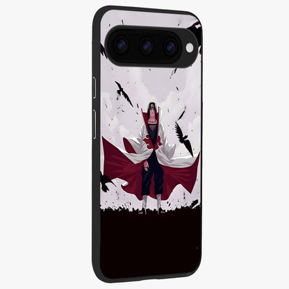Crimson Crow Ascension Glass Case upright view showcasing dramatic crow artwork with bold gothic theme.