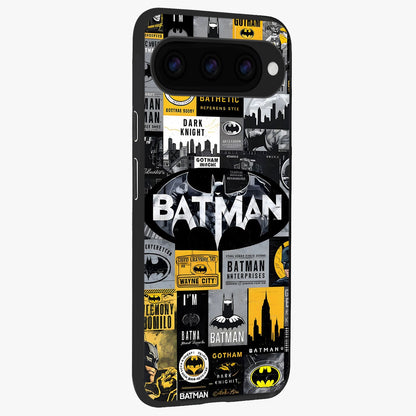 Knight Gotham Rise Glass Case upright view showcasing bold vigilante themed artwork with gothic city vibe.