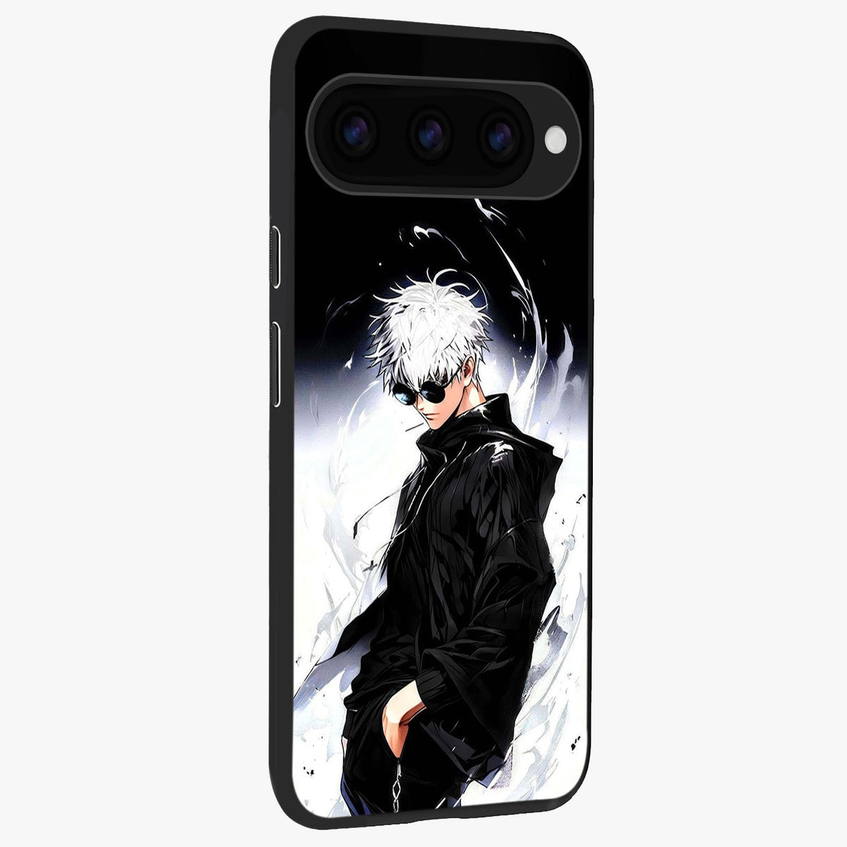 Limitless Shadow King Glass Case upright view showcasing bold shadow warrior artwork with epic fantasy theme.