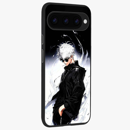Limitless Shadow King Glass Case upright view showcasing bold shadow warrior artwork with epic fantasy theme.