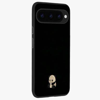 Midnight Panda Love Glass Case upright view showcasing charming panda artwork with playful romantic theme.