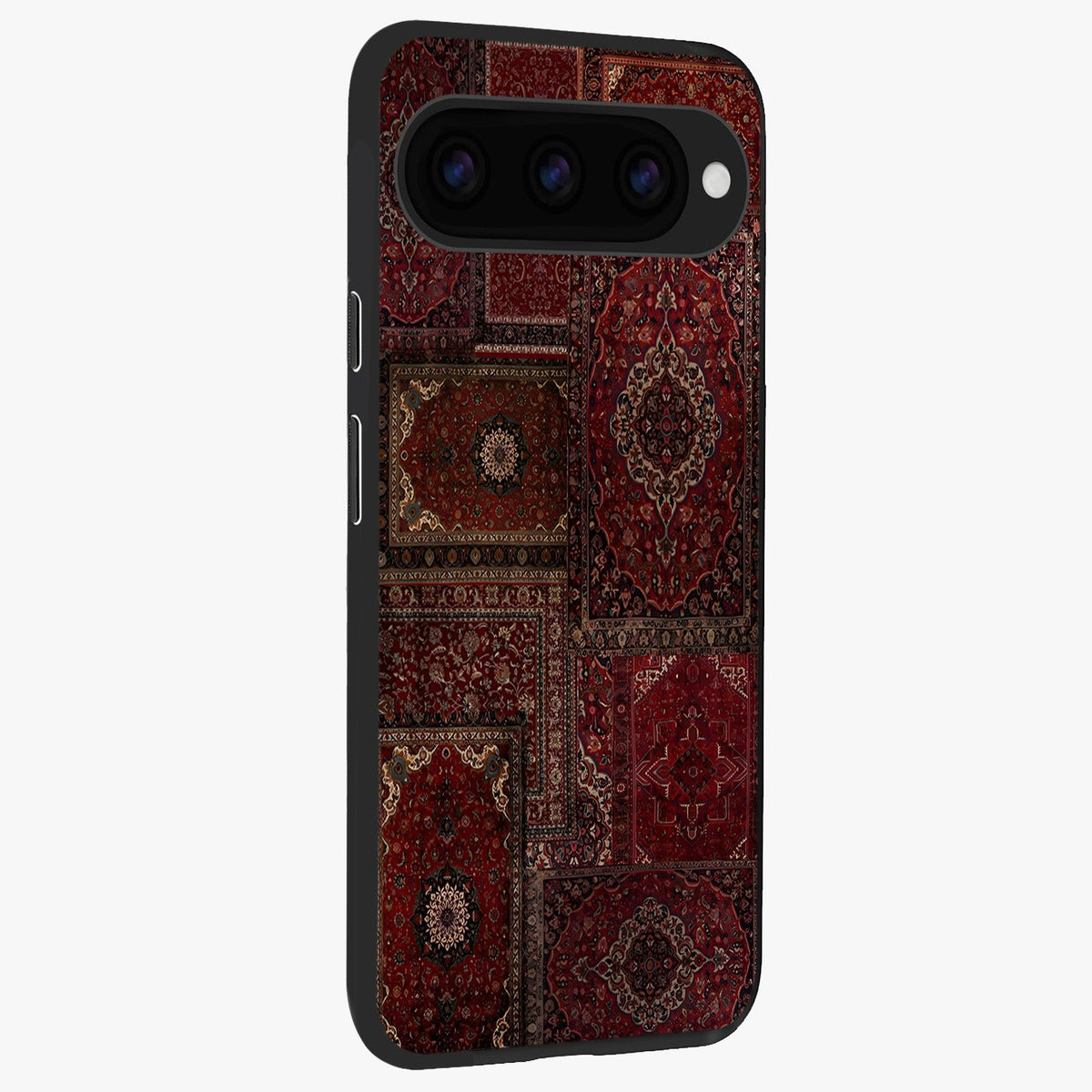 Persian Velvet Tale Glass Case upright view showcasing elegant Persian artwork with classic heritage theme.