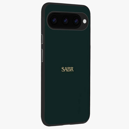 Sabr Minimal Patience Glass Case upright view showcasing calm minimalist artwork with motivational patience theme.