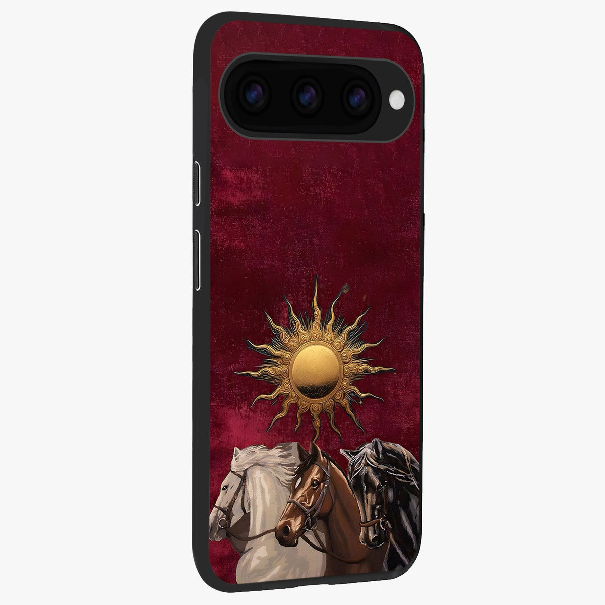 Solar Riders Glass Case upright view showcasing energetic rider artwork with bold adventure theme.