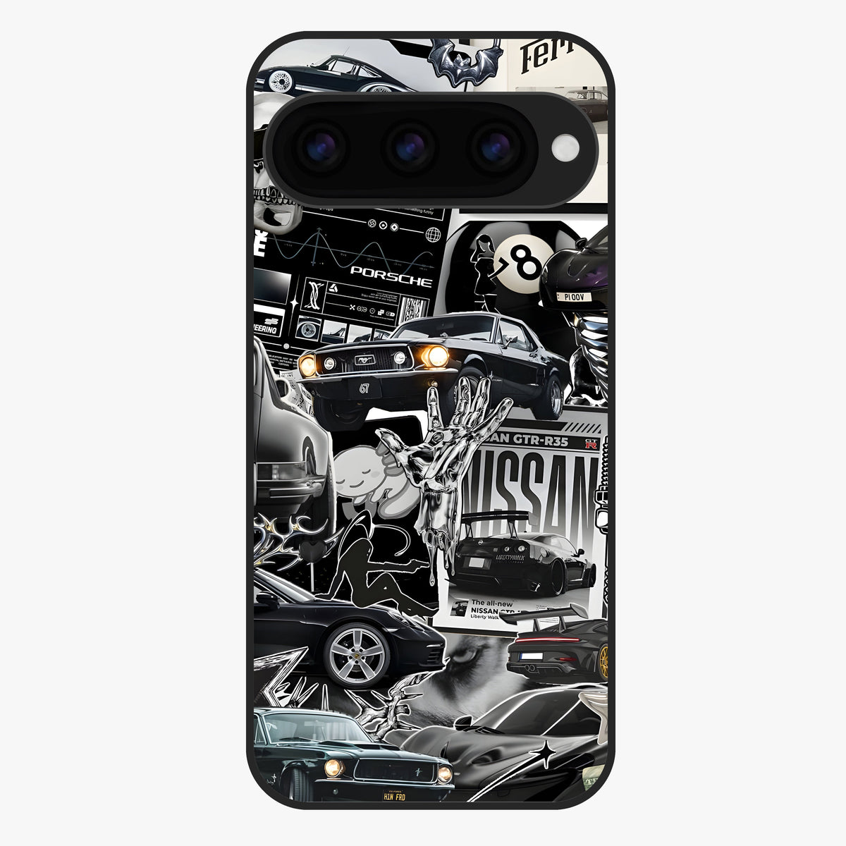 Aesthetic Dark Love Glass Case showing flat back view with dark romantic artwork and glossy glass finish.