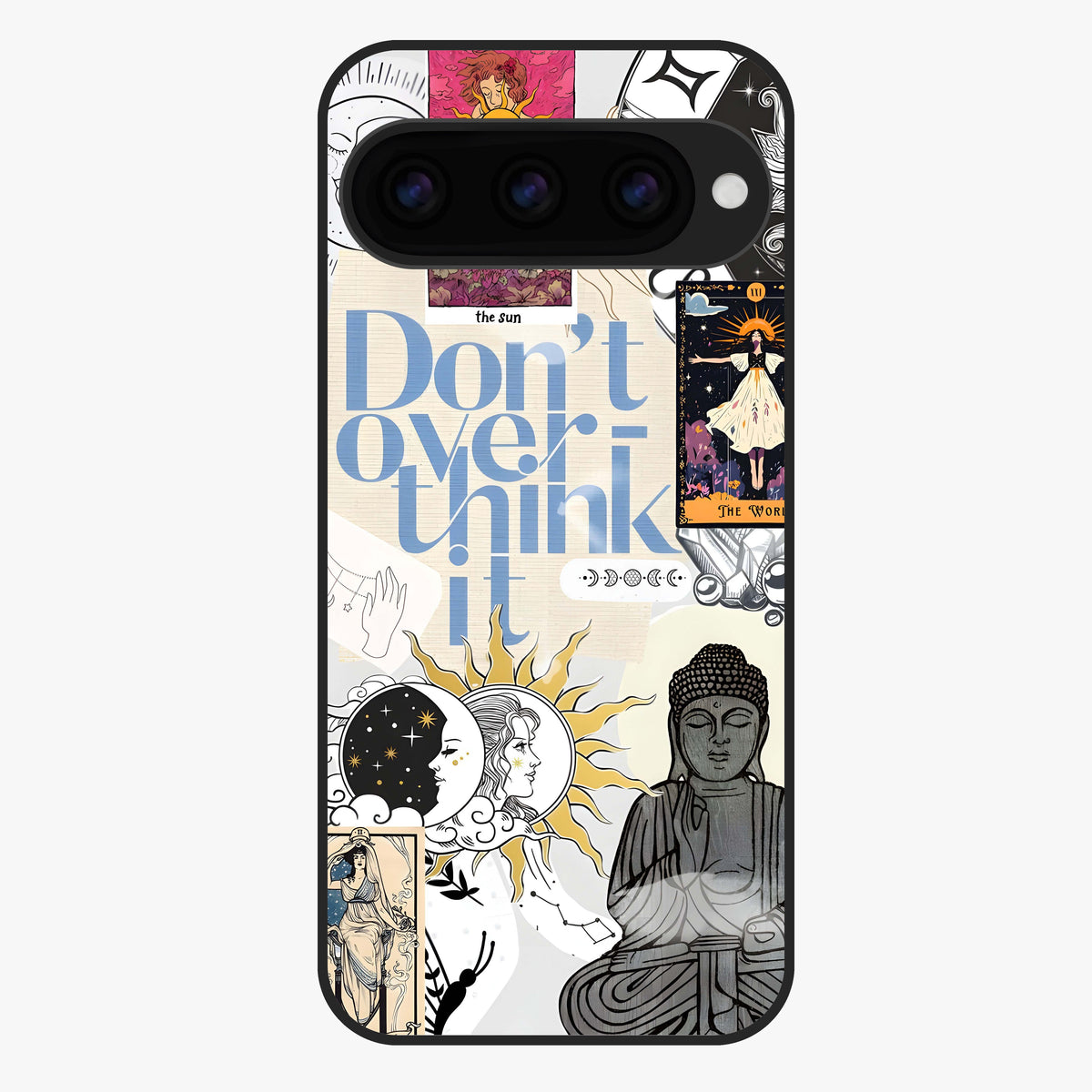 Ethereal Thoughts Glass Case showing flat back view with dreamy artistic artwork and glossy glass finish.