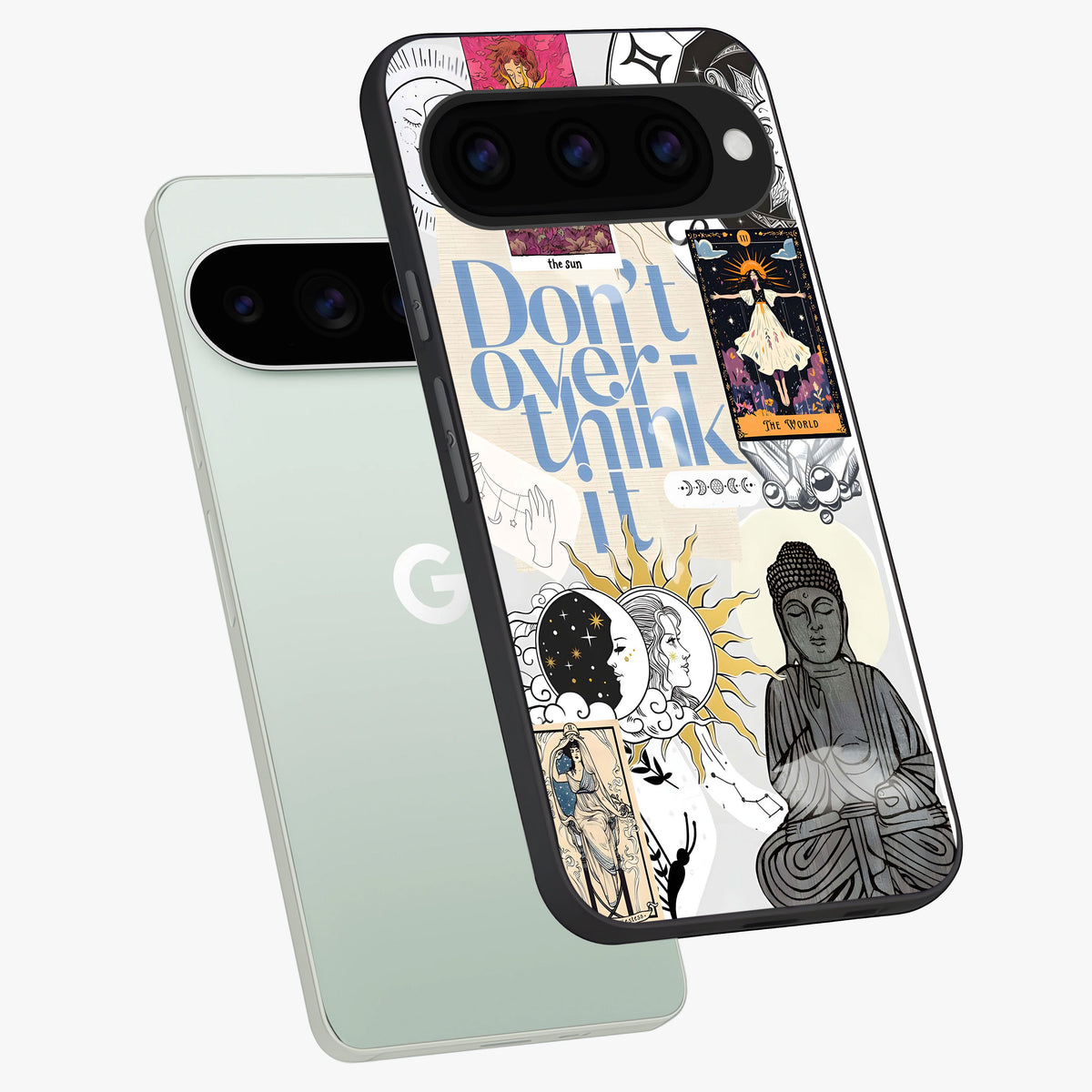 Ethereal Thoughts Glass Case displayed in angled mockup highlighting soft abstract design with calm ethereal aesthetic.