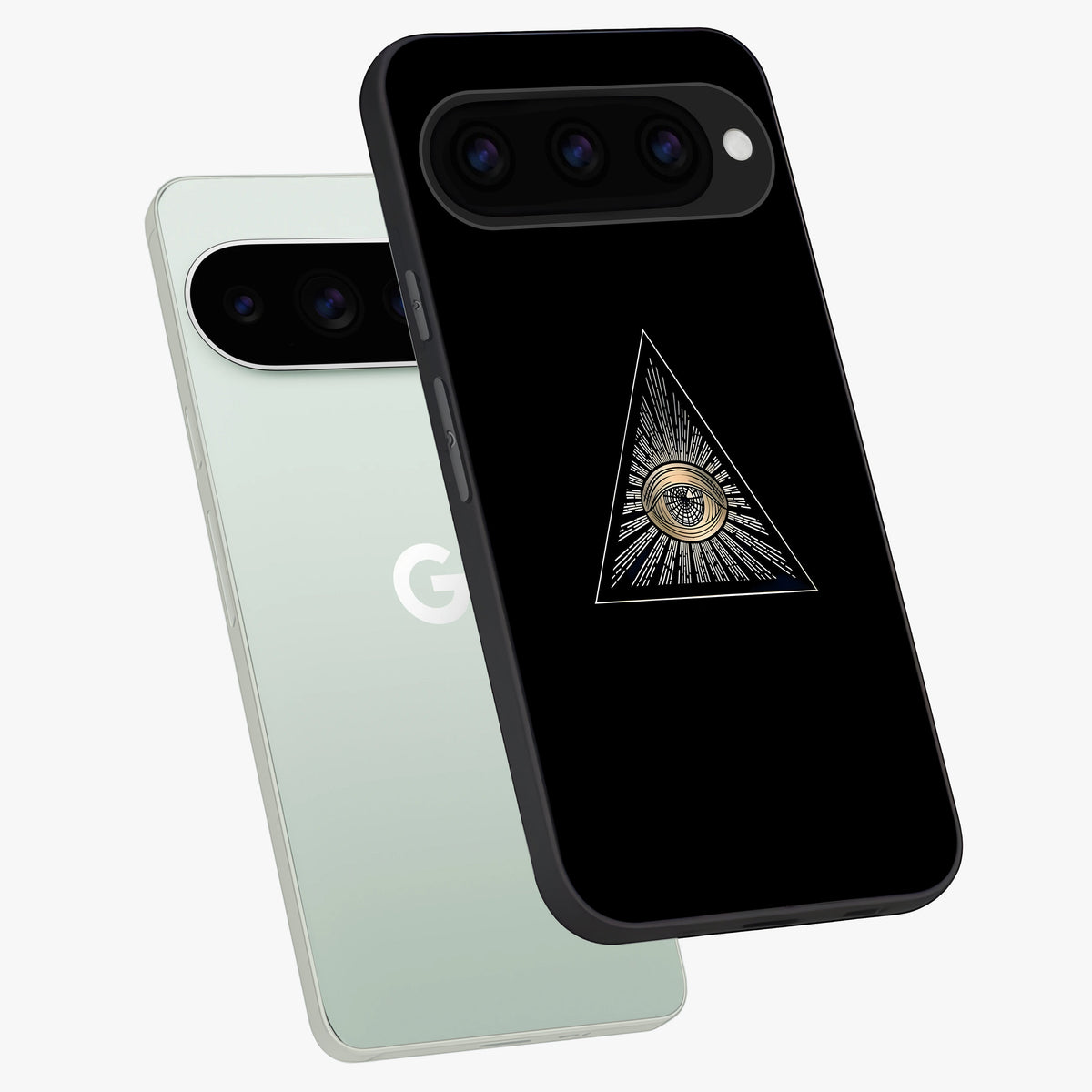Illuminati Evil Glass Case displayed in angled mockup highlighting dark occult inspired design with bold aesthetic style.