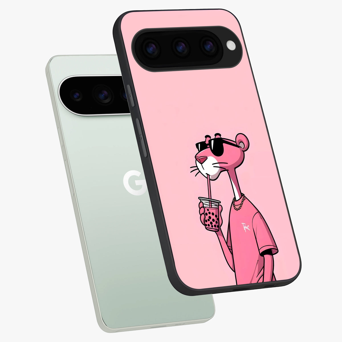 Pink Panther Glass Case displayed in angled mockup highlighting playful cartoon character design with vibrant pink aesthetic.