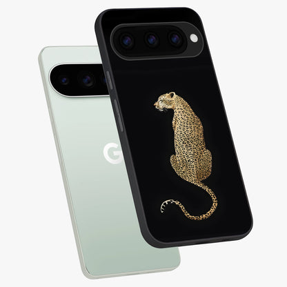 Regal Leopard Glass Case displayed in angled mockup highlighting powerful animal illustration with stylish wild aesthetic.