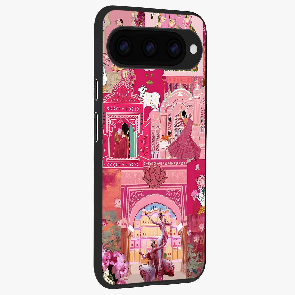 Pink Palace Muse Glass Case upright view showcasing artistic palace artwork with graceful royal theme.